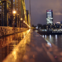 a bridge with lights on it