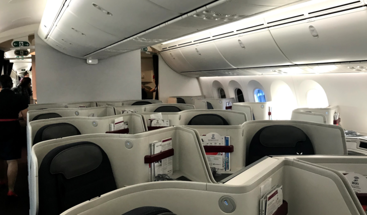 an airplane with rows of seats