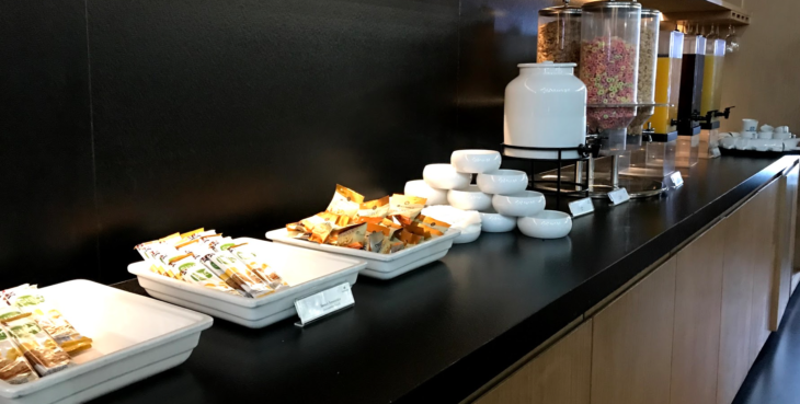 a counter with food items on it