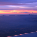 a view of a city from an airplane window