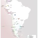 a map of south america with many colored lines