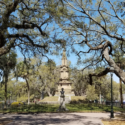 a statue in a park