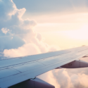 the wing of an airplane in the sky