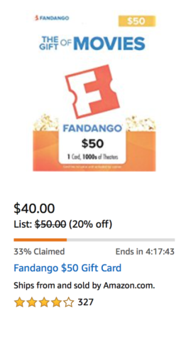 Amazon Offering Discounted Fandango Gift Cards