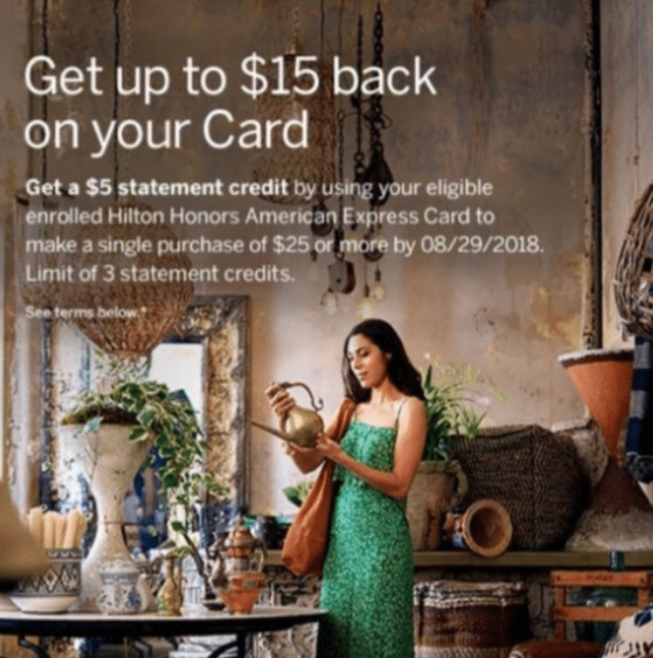 New $15 Back Offer American Express (targeted)