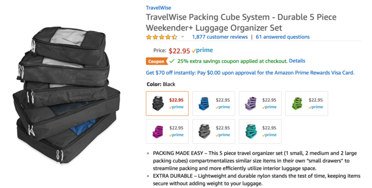 Nice Deal Amazon Packing Cubes