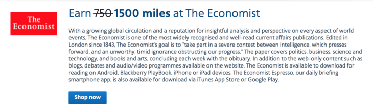 Score 1,500 Advantage Miles With $1 The Economist