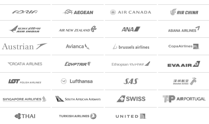 a group of logos of airline