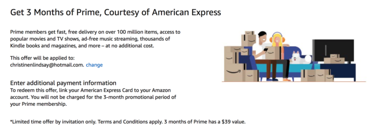 Amazon 3 Months Free Prime Membership (Targeted)