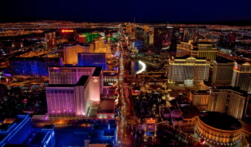 Las Vegas Strip at night with lights
