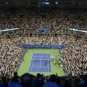 a tennis match in a stadium