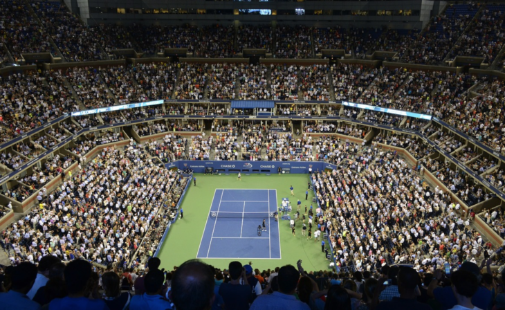 a tennis match in a stadium