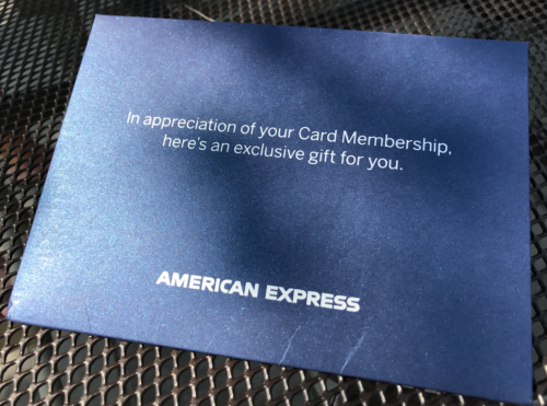 a blue card with white text on it
