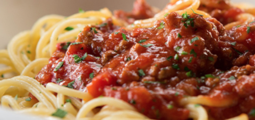 close up of spaghetti with sauce