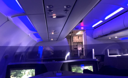 a view of the inside of an airplane
