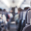 a person sitting in an airplane