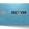 a blue credit card with a logo