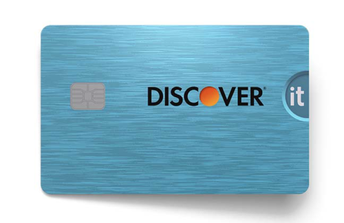 a blue credit card with a logo
