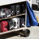 luggage on a cart with luggage