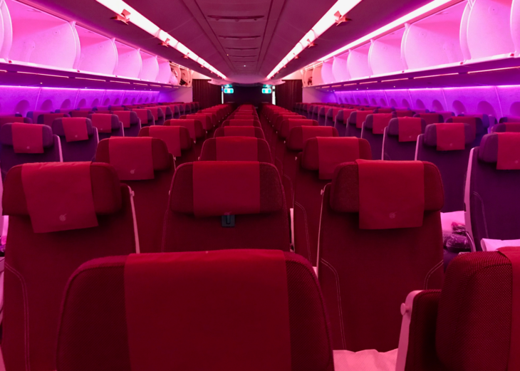 a row of seats in an airplane