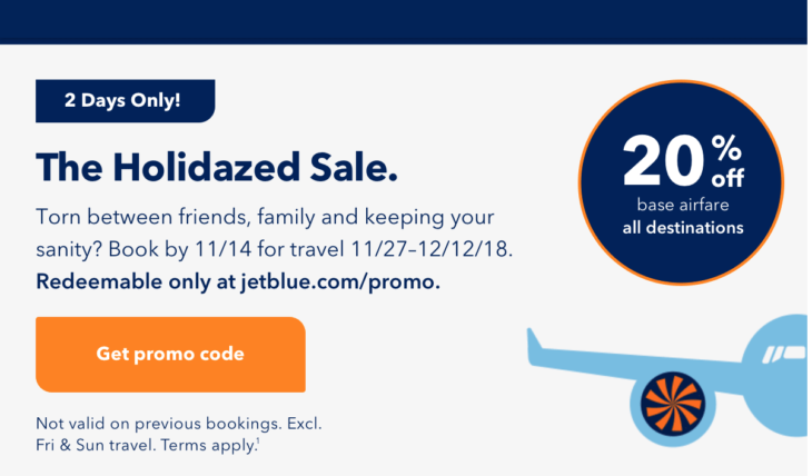 20% Off JetBlue Flights