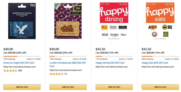 Amazon Tons Discounted Gift Card Deals!