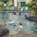 a group of people in a pool