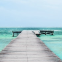 a wooden dock over water