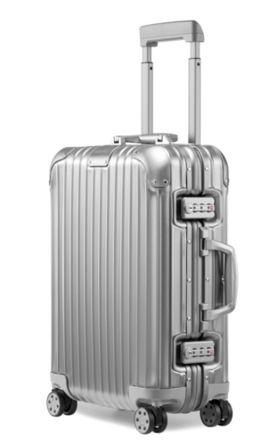 a silver suitcase with a handle