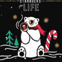 a polar bear holding a cup of coffee