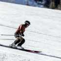 a person skiing down a slope