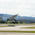 a plane taking off from a runway