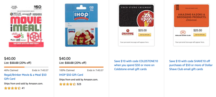 Amazon New Discounted Gift Cards