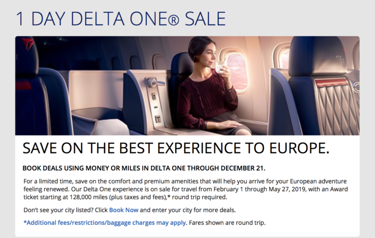 Delta One Sale To Europe Today Only!