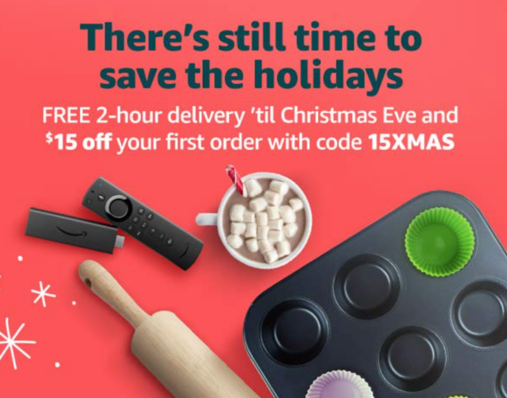 $15 Off Your 1st Amazon Prime Now Order With Code 