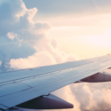 the wing of an airplane in the sky