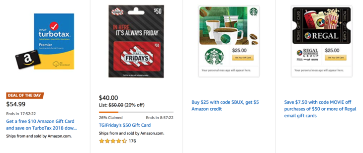 New Amazon Discounted Gift Card Deals