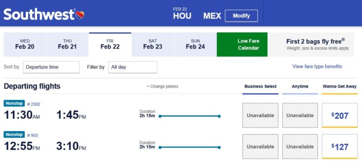 a screenshot of a flight schedule