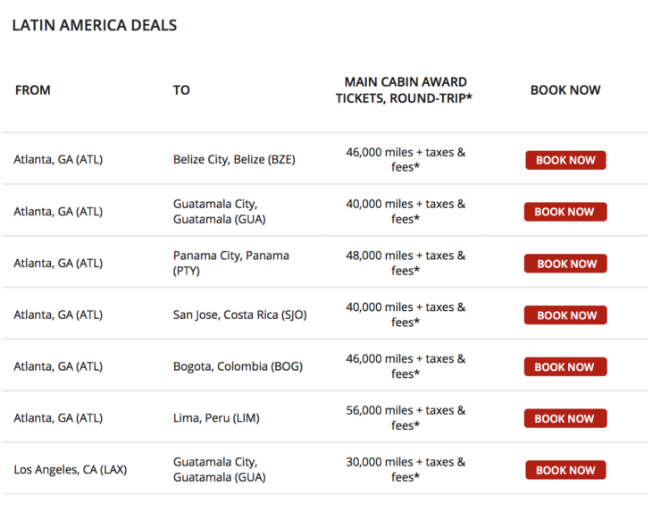 Delta Flash Sale Latin America From 30,000 Miles