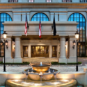 a fountain in front of a building