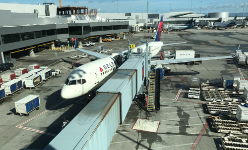 an airplane parked at an airport