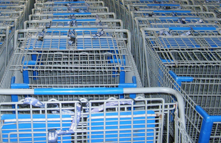 several shopping carts in a store