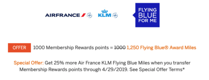 25% Transfer Bonus MR To Air France KLM Flying Blue Miles