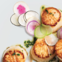 scallops and vegetables on a plate