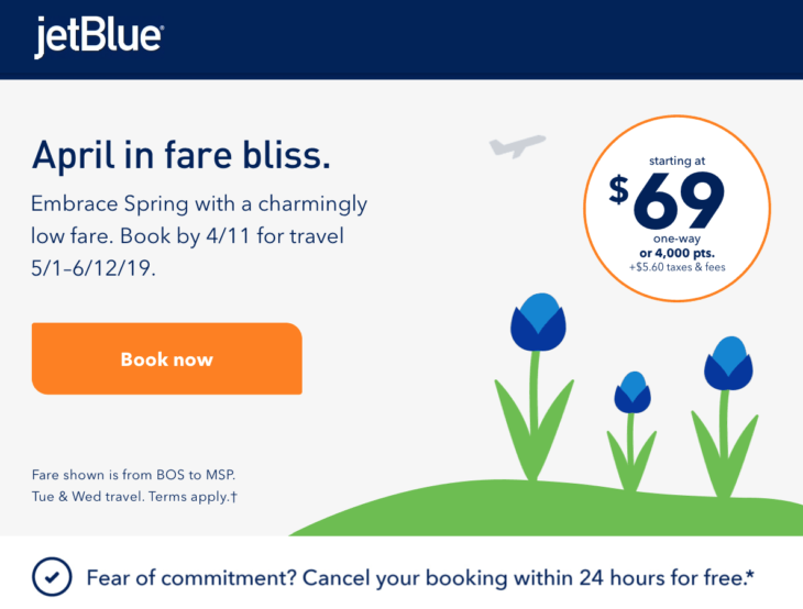Jet Blue Fare Sale From Only $69