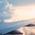 the wing of an airplane in the sky