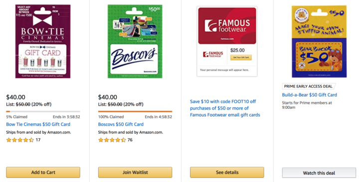 Amazon New Discounted Gift Card Deals