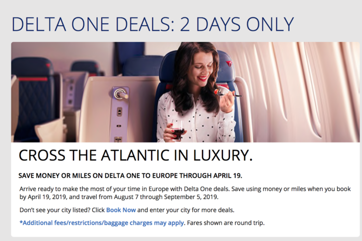 Delta One Deals 2 Day Sale To Europe