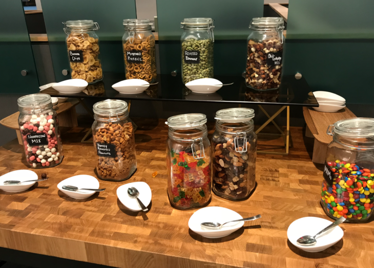 a group of jars of food on a table
