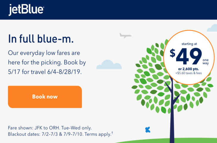 Jet Blue Fares From Only $49!